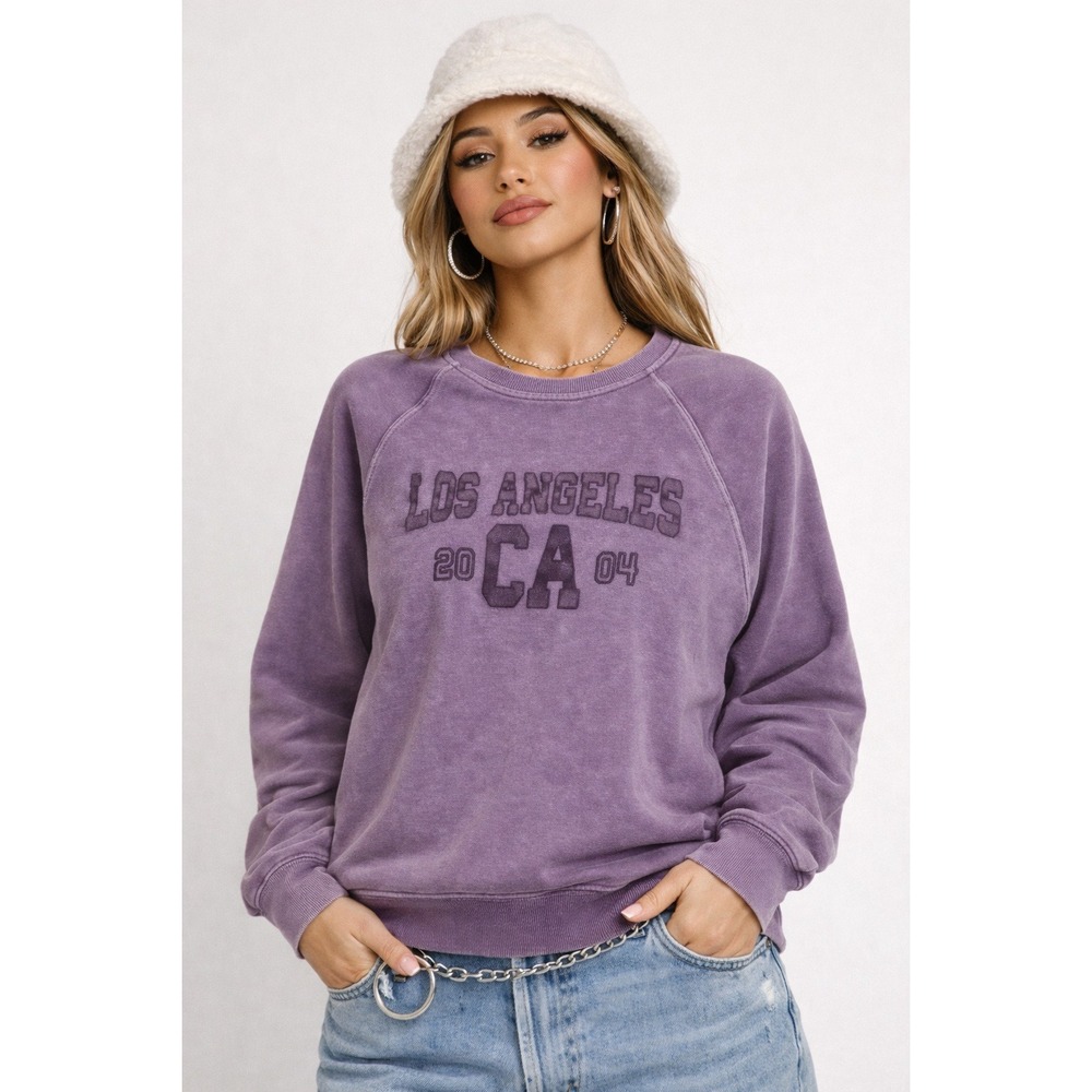 Planet Heart Sweatshirt Los Angeles CA Graphic Purple Faded Vintage Style‎ XL
